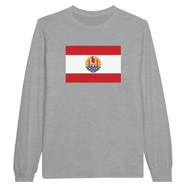 Långärmad t-shirt - Franska Polynesien - Grå - 100% bomull - Regular passform - Unisex Grå XL