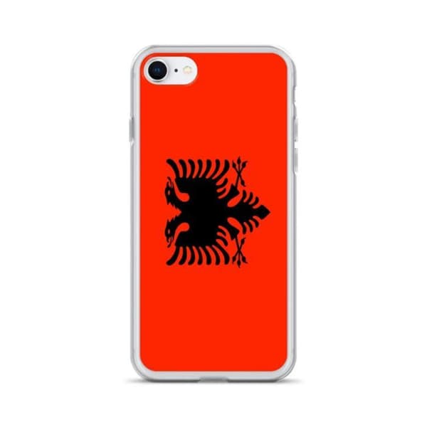 Coque iPhone 8 - PIXELFORMA - Albaniens flag - Blød silikone - Fuld beskyttelse - Rød Röd