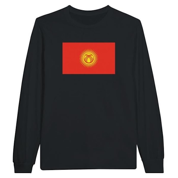 Kyrgyzstan Flag Langærmet T-Shirt i Sort Svart XL