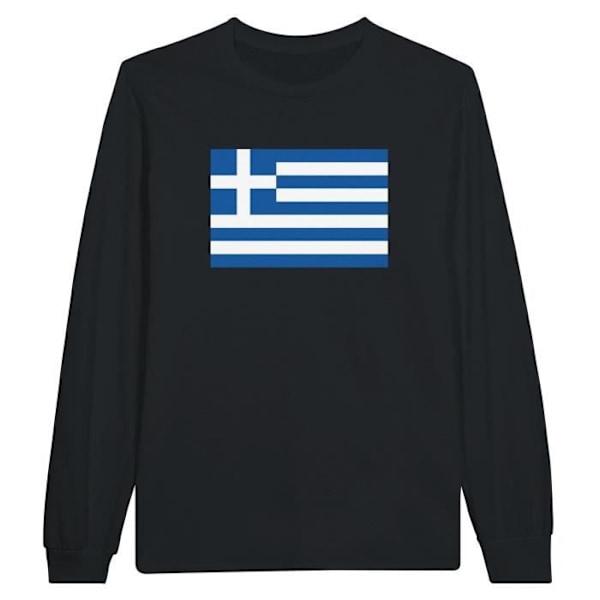 Grækenland Flag Langærmet T-shirt i sort Svart XL