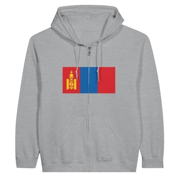 Huvtröja - PIXELFORMA - Mongoliets flagga - Grå - Polyester-Bomull - Optimal komfort Grå XXL