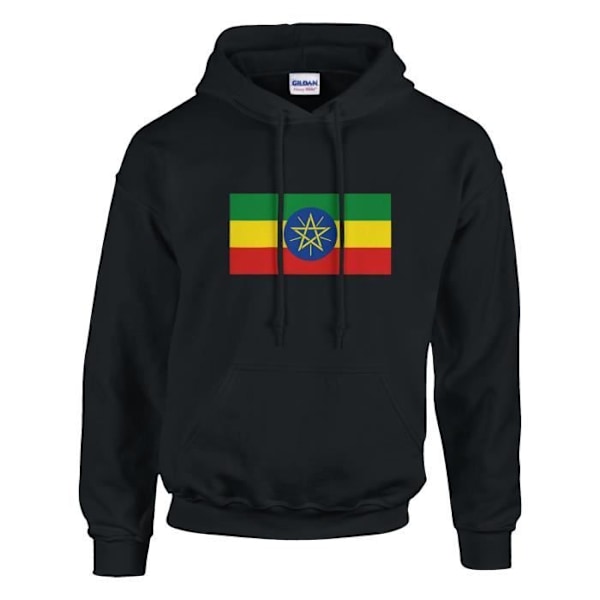 Ethiopia Flag hættetrøje i sort Svart XXL