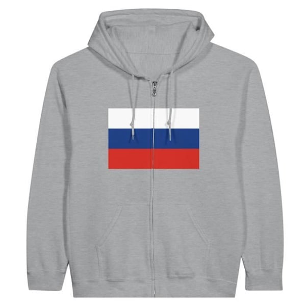 Russia Flag Zip Hoodie i grått Grå XXXL