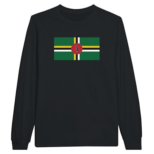 Dominica Flag langærmet T-shirt i sort Svart XXL