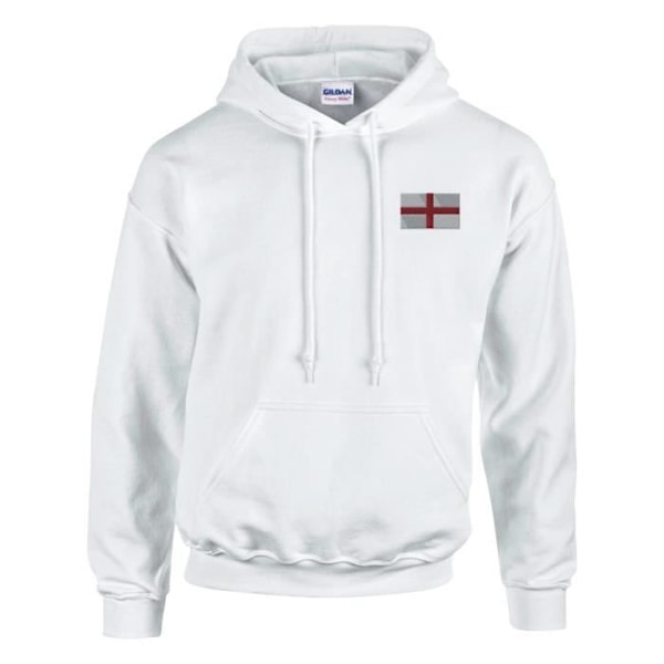 England Flag Broderi Hoodie i Vit Vit M