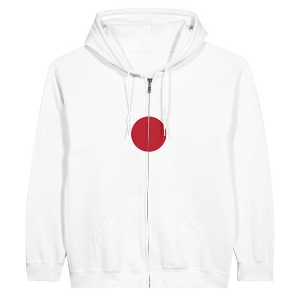 Japan Flag Zip Hoodie i Vit Vit S