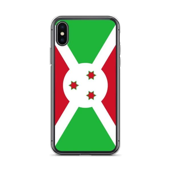 Coque iPhone - iPhone X - Burundi-Flag - Blød - Multicolor - Vertikal Flerfärgad