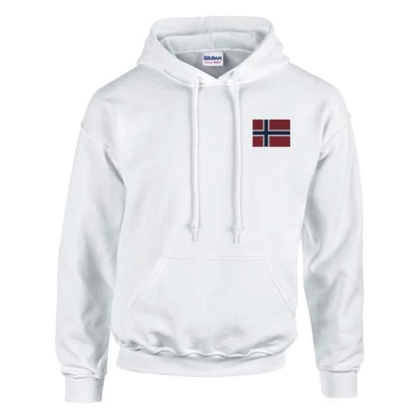 Hætte sweatshirt - PIXELFORMA - Svalbard flag - Behagelig - Holdbar - Unisex Vit M