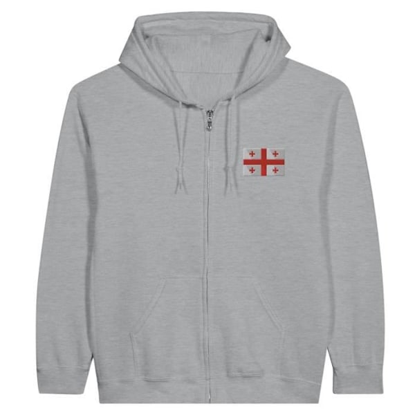 Georgia Flag Broderi Hoodie med dragkedja i grått Grå S