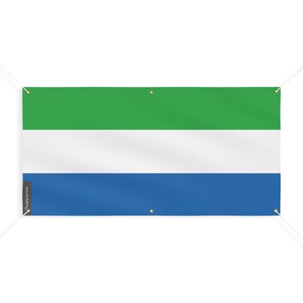 Sierra Leone Flag Banner 6 Øjer 190x380cm i polyester