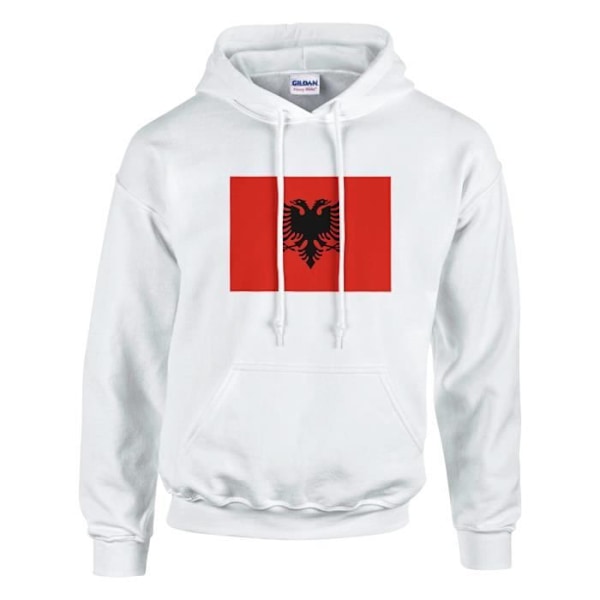 Albanien flagga hoodie i vit Vit XXXXL