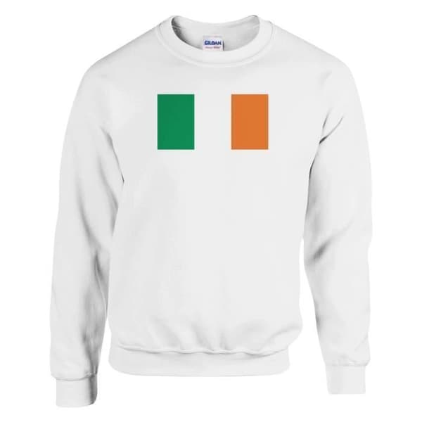Sweatshirt - PIXELFORMA - Irlands flagga - Vit - Långärmad - Unisex Vit XXXXL