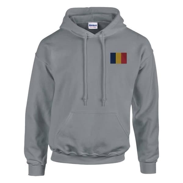 Broderet Chad Flag hættetrøje i grå Grå jag