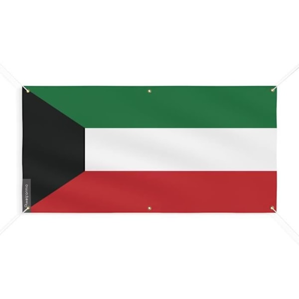 Kuwait Flag Banner 6 Øjer 170x340cm i polyester