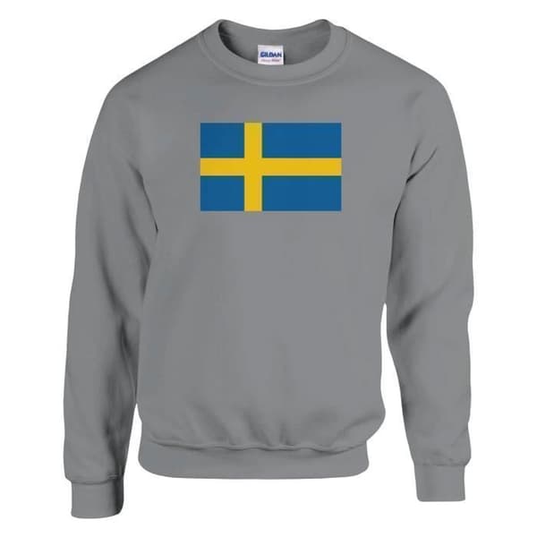 Sweatshirt - PIXELFORMA - Sverige Flag - Grå - Lange ærmer - Rund hals Grå S
