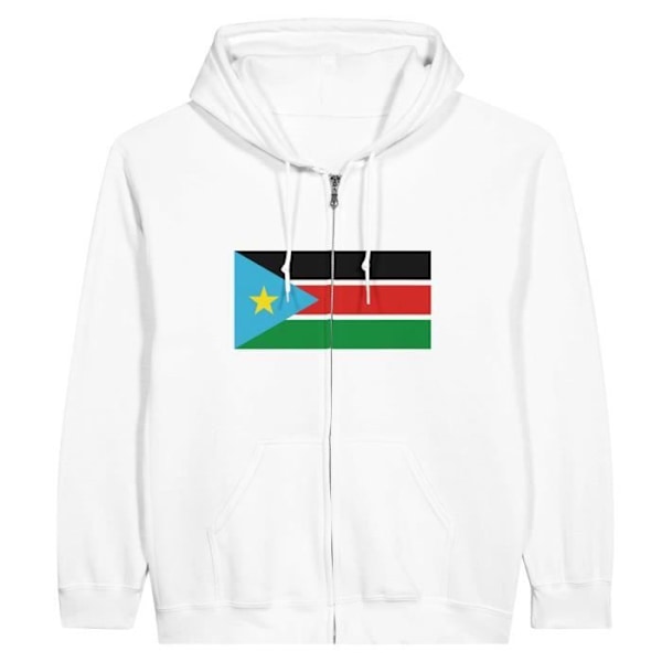 South Sudan Flag Hættetrøje med lynlås i hvid Vit M