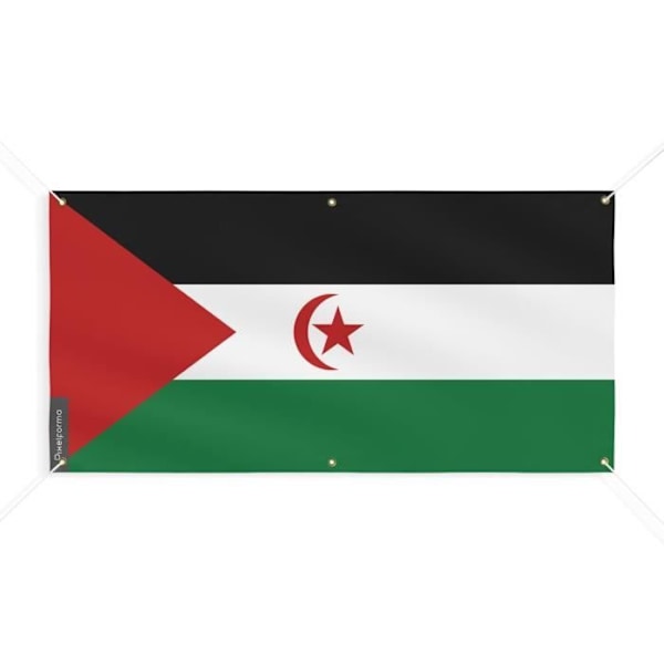 Banner Flag fra Saharawi Arabiske Demokratiske Republik 6 øjer 190x380 cm i polyester