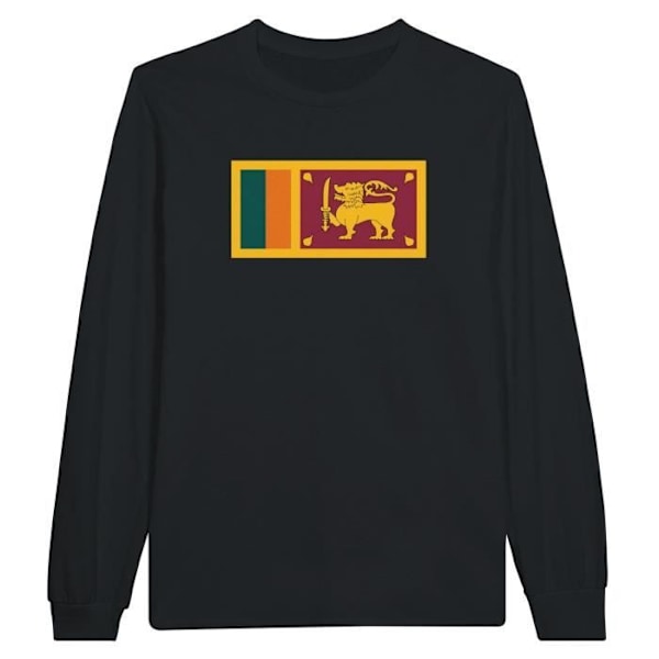 Sri Lanka Flag Langærmet T-shirt i sort Svart XL