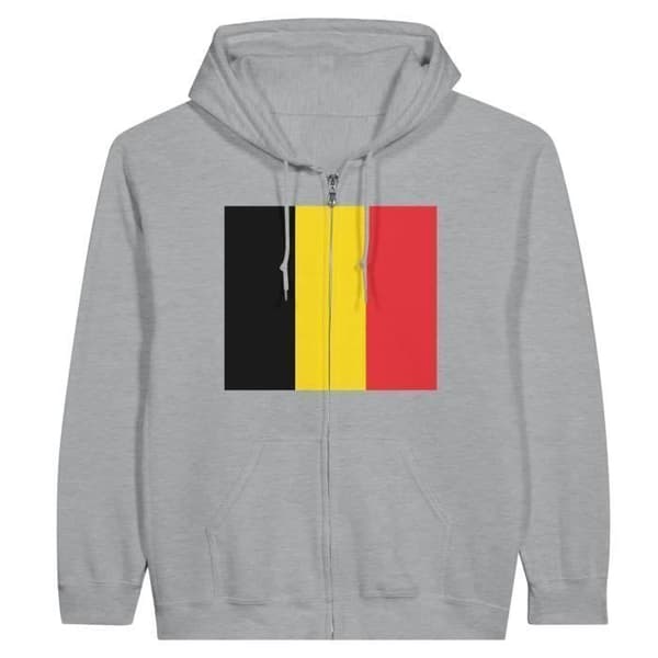 Huppari vetskalla - PIXELFORMA - Belgiumin lippu - Harmaa - Pitkät hihat - Unisex Grå XL
