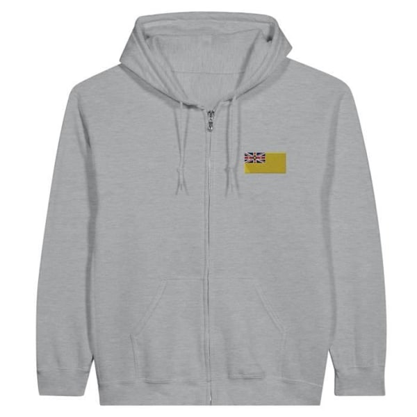 Hoodie med dragkedja Niue Flagbroderi i grått Grå XL