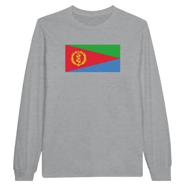 Langærmet T-shirt - PIXELFORMA - Eritreisk flag - 100% bomuld - Langærmede - Optimal komfort Grå M