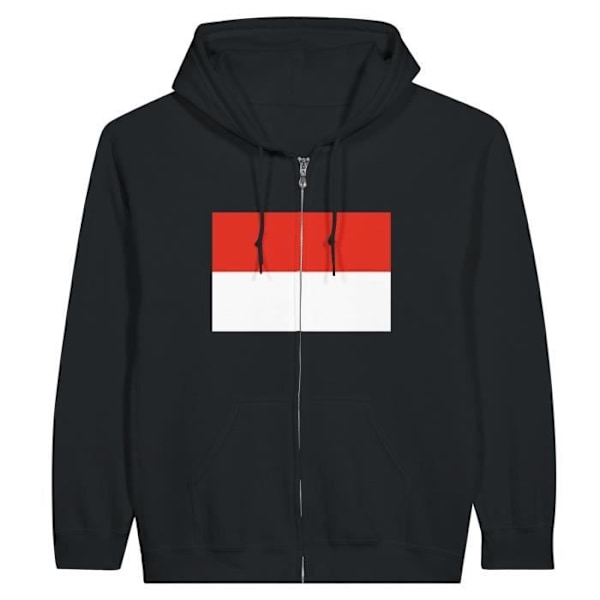 Indonesia Flag Zip Hoodie i Svart Svart jag