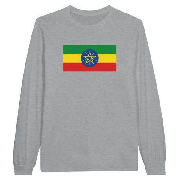 Ethiopia Flag langærmet T-shirt i grå Grå XXL