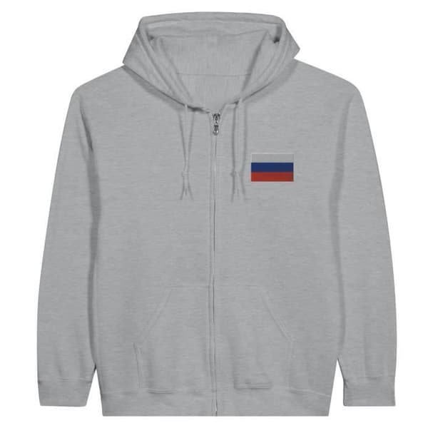 Huppari - PIXELFORMA - Venäjän lippu - Harmaa - Pitkähiha - Unisex Grå XL