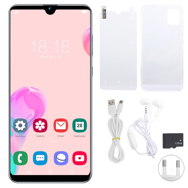 S21U Ansiktsigenkänning 6.26in Fullskärm Dual Cards Dual Standby Smartphone 1+8G 100240V Grå med Minneskort (EU)