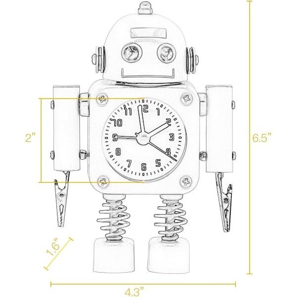 Robotväckarklocka i rostfritt stål - Väckarklocka med blinkande ögonljus och handklämma