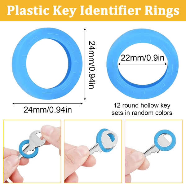 16 st nyckelskydd Kepsar, nyckelfärgade lock, flexibla nyckelfodral, 12 st flexibla runda PVC-nyckellappar och 4 st nyckelringar, 2 stilar för att lätt kunna identifieras