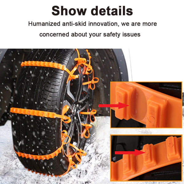 10 st nödslirskydd lera snö överlevnad dragkraft Multifunktions bildäckkedjor Säkerhetskedjor för bil lastbil SUV Nödkörning vinterkörning