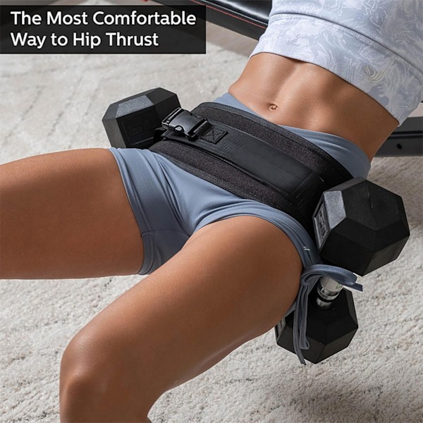 Träningsbälte för höftlyft - Glute Trainer för hemmaträning med extra vaddering - Fullt justerbart höftlyftbälte för hantlar - Booty Builder, Glute