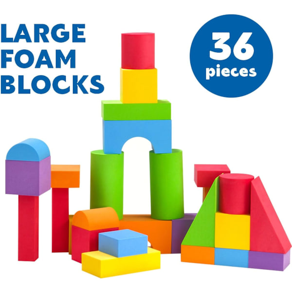 Stora Skumblock Set för Småbarn 2-3 År, Mjuka Montessori Byggklossar, Badleksaker för Barn 18+ Månader