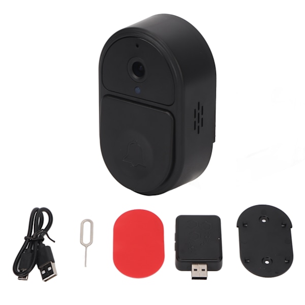 Trådlös Dörrklocka Kamera Smart Säkerhet Ultra Klar Vidvinkel Wifi Video Dörrklocka Kamera 1000mAh Batteri Svart