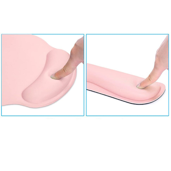 Ergonomiskt handledsstöd för tangentbord, rengöringsbart PU-läder, stöd för kontor, dator, laptop, hållbart, bekvämt, smärtlindring, ljusrosa