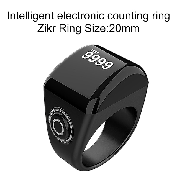 Smart Ring, Digital Azan Väckarklocka, Digital Tasbih Fingerräknare med OLED-skärm, Vattentät, APP-stöd Räknare Smart Ring 20mm