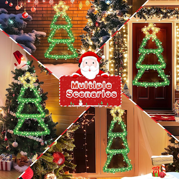 GlobaLink LED-julklappsträd, 110 LED, Vikbart Batteridrivet Ljus för Inomhus/Utomhusbruk warm white