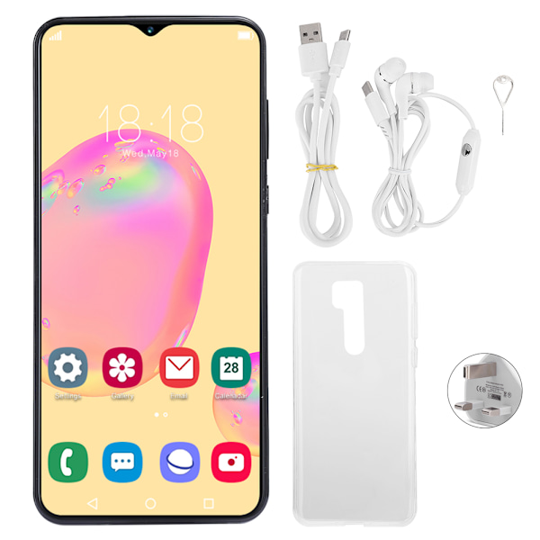 6.7IN 1440X3040 Fingeravtrycksupplåsning Dubbla Kort Dubbel Standby Smartphone 100‑240V 2+16GB UK
