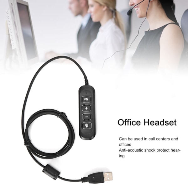 H901 USB-kontakt QD-kabeladapter Justerbar Volym Callcenter Headset Adapter för 3,5 mm Headset Utrustning Svart