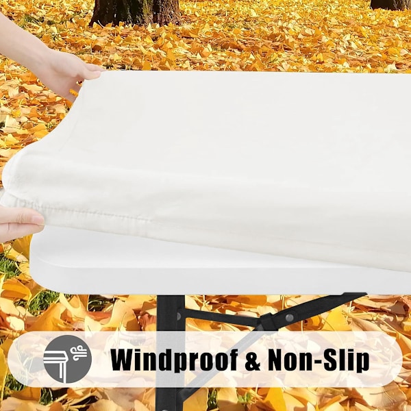 Rektangulär Picknickduk, Vattentät Elastisk Duk för 6 Fots Bord, Tvättbar Polyester Bordsduk för Camping, Inomhus och White