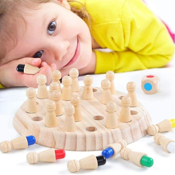 Minnesspel Stick Schack, Träspel, Träminnesschack, Minnesschack Trä, Minnesschack Lärande Leksak, Minnesschack, Bärbar Schack (FMY)