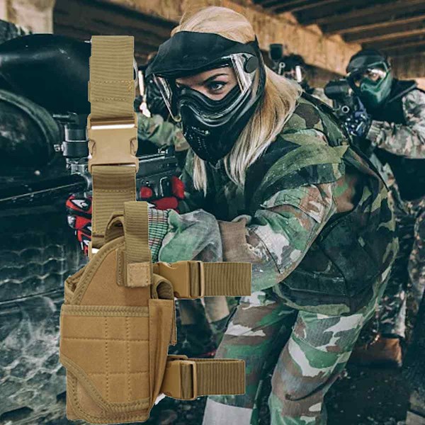 Benhölster, Taktiskt Lårpistolhölster, Justerbart Högerhands Lårhölster för Män, Benhölster khaki
