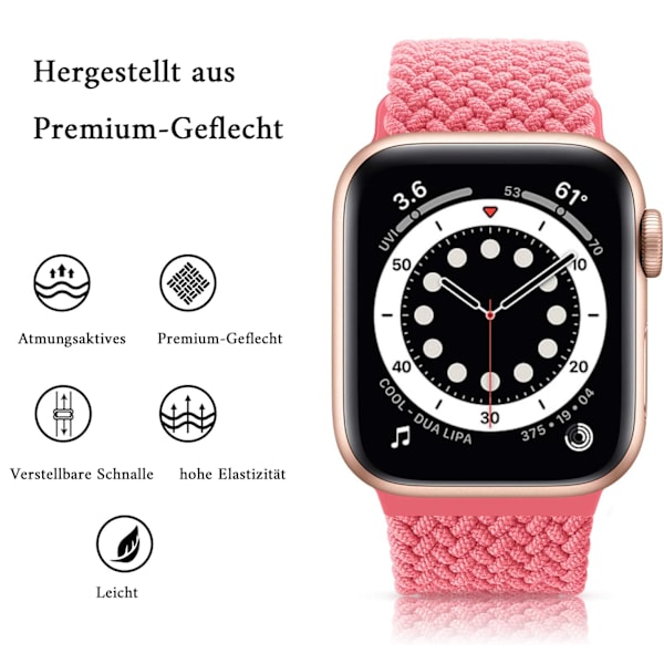 Justerbart Flätat Solo Loop, Mjukt Elastiskt Nylon Stretch Armband Kompatibelt Med Apple Watch 38/40/41mm Serie 7, Unik Elastisk Design För