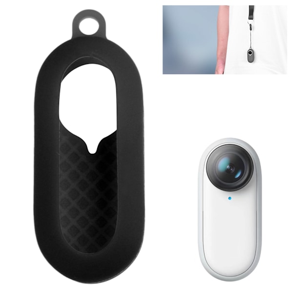 Skyddande silikonfodral för Insta360 GO 2, anti-fall skyddsfodral med snodd, svart