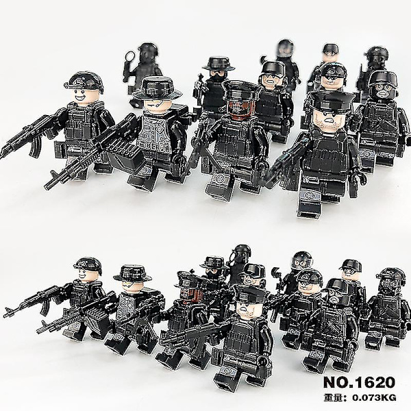 Set med 22 Minifigurer Militärserie Skurk Mini Figurer Byggklossleksaker