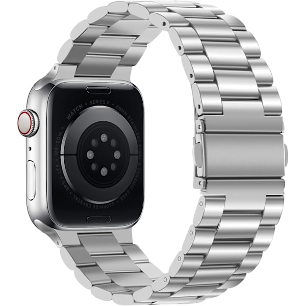 Solid Integrerad Anslutning Metall iWatch Armband, Uppgraderad Design Kompatibel Apple Watch Series, Justerbar Armbandslängd i Rostfritt Stål, Enkelt