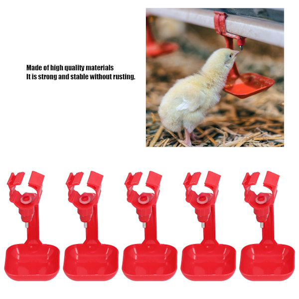 Drickfontän för Kycklingar, Färskt Vatten, Automatisk Vattenautomat Säkerställer Ren Tillförsel För Fjäderfäfarmer Med Mera, 20-pack, Röd, Portabel Och Rostfri