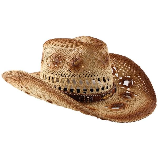 Halm cowboyhatt för kvinnor och män med Shape-It brätte, västerländsk cowboyhatt