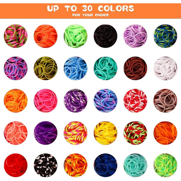 2500+ Loom Bands Kit, 30 färger Loom Twist Gummiband för DIY Påfyllningsarmband Tillverkning Hantverksset (FMY)